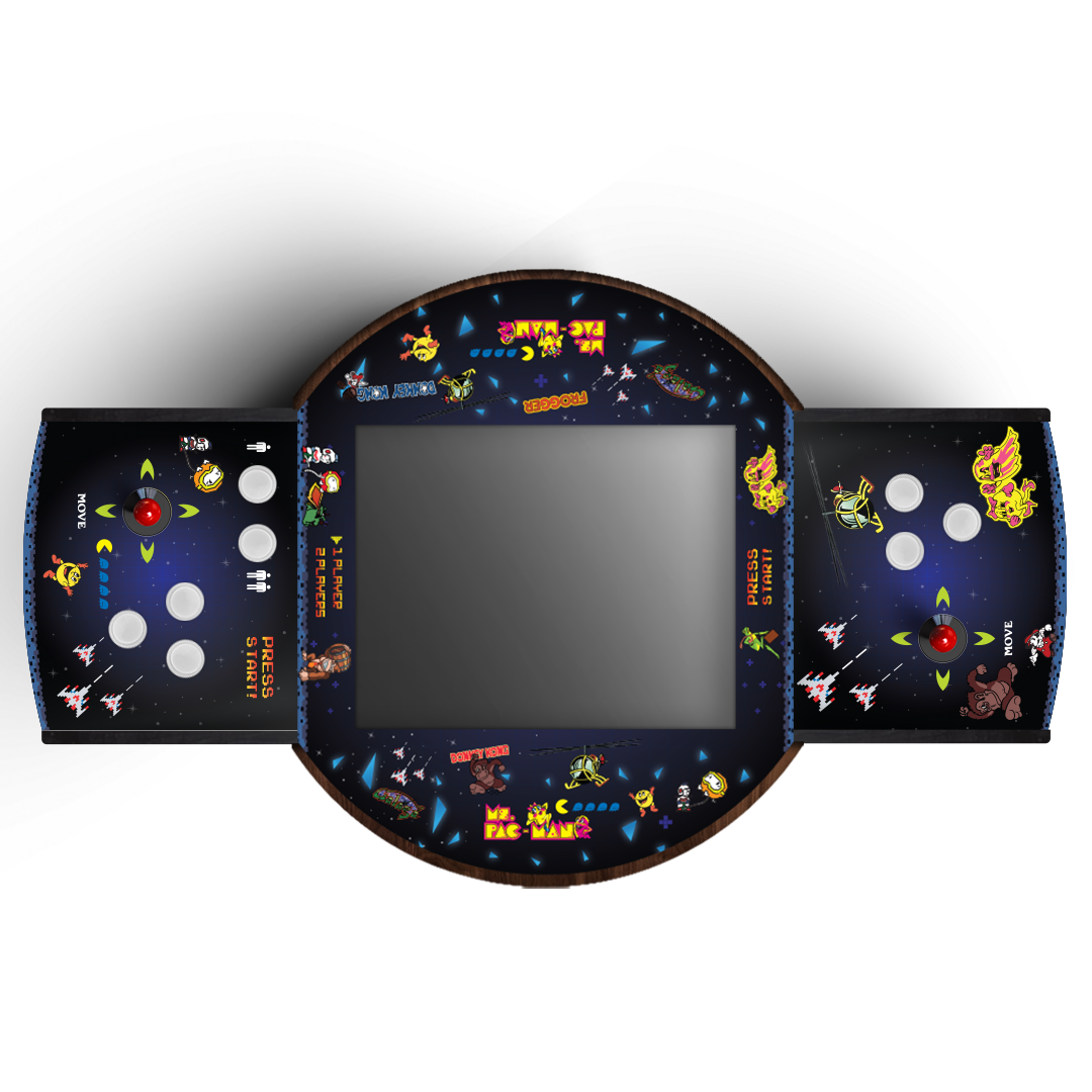 Handmade Whiskey Barrel Arcade Table with 60 Classic Games Inside