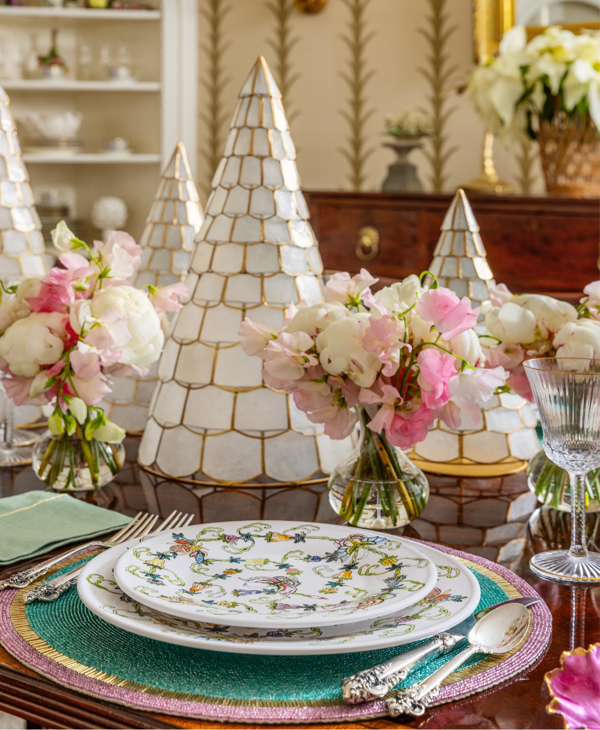 White Capiz Christmas Trees, Set of Three, Glowing Sculptural Decor