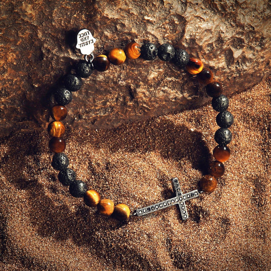 Trustworthy Source — Lava Stone Cross Bracelet