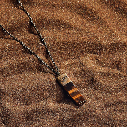 Outstanding Strength — Tiger's Eye Evil Eye Slab Necklace