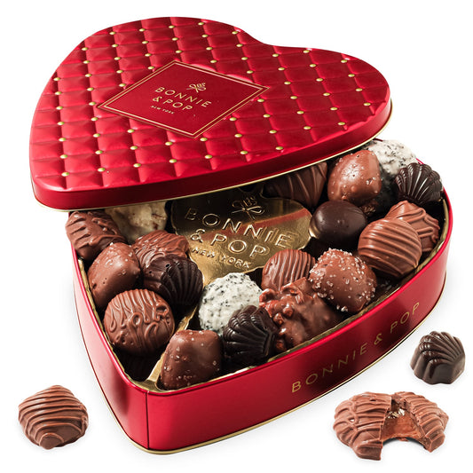 Heart-Shaped Chocolate Gift Tin – Gourmet Assorted Chocolates