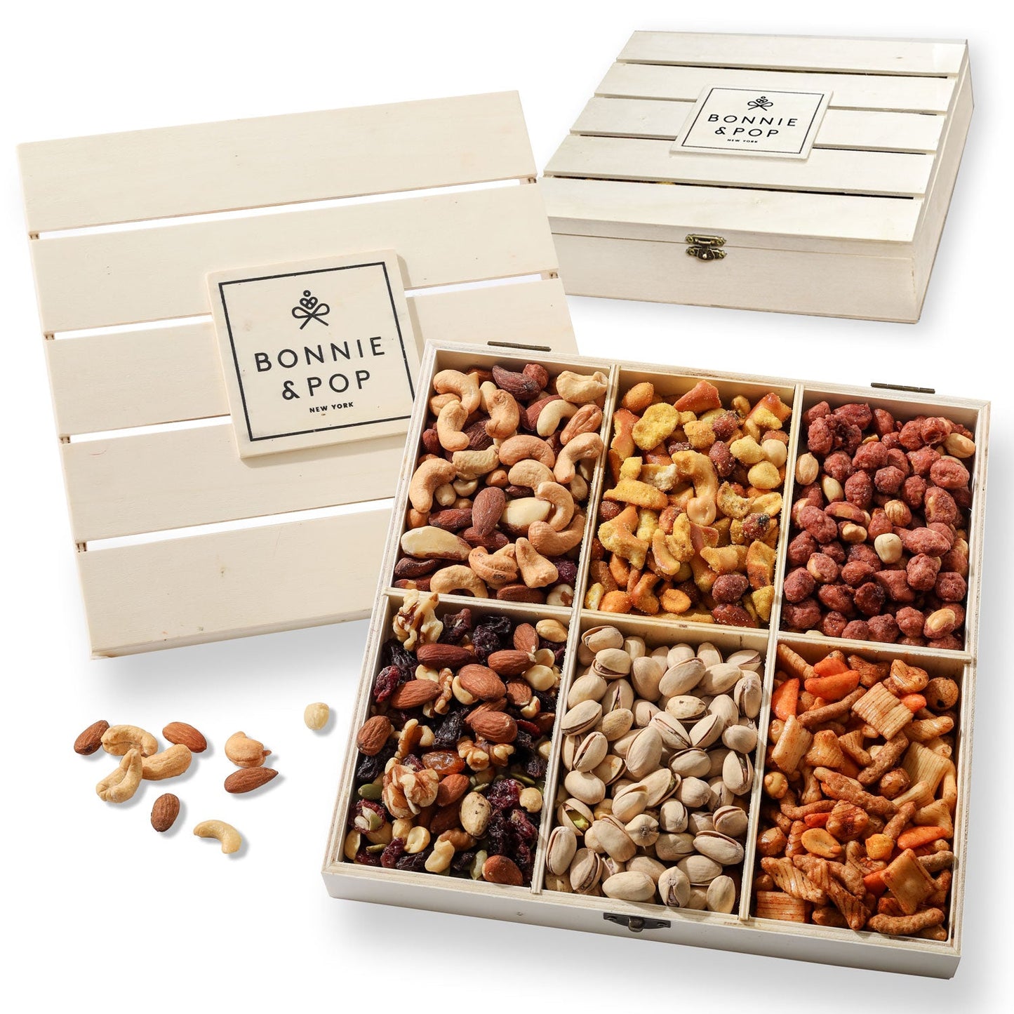 Gourmet Nut Sampler Crate – Reusable Wooden Gift