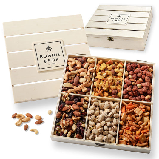 Gourmet Nut Sampler Crate – Reusable Wooden Gift