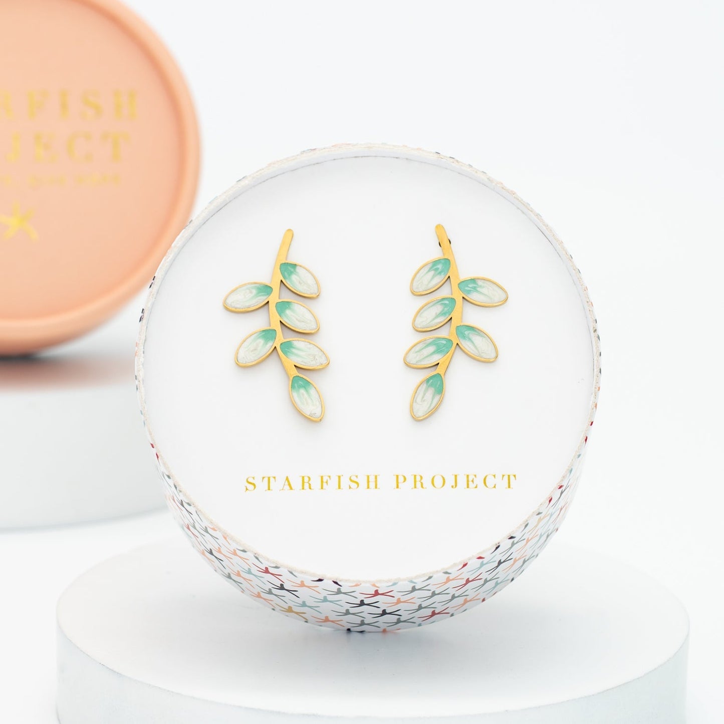 Hope Grows Leaf Earrings — 14K Gold-Plated Enamel