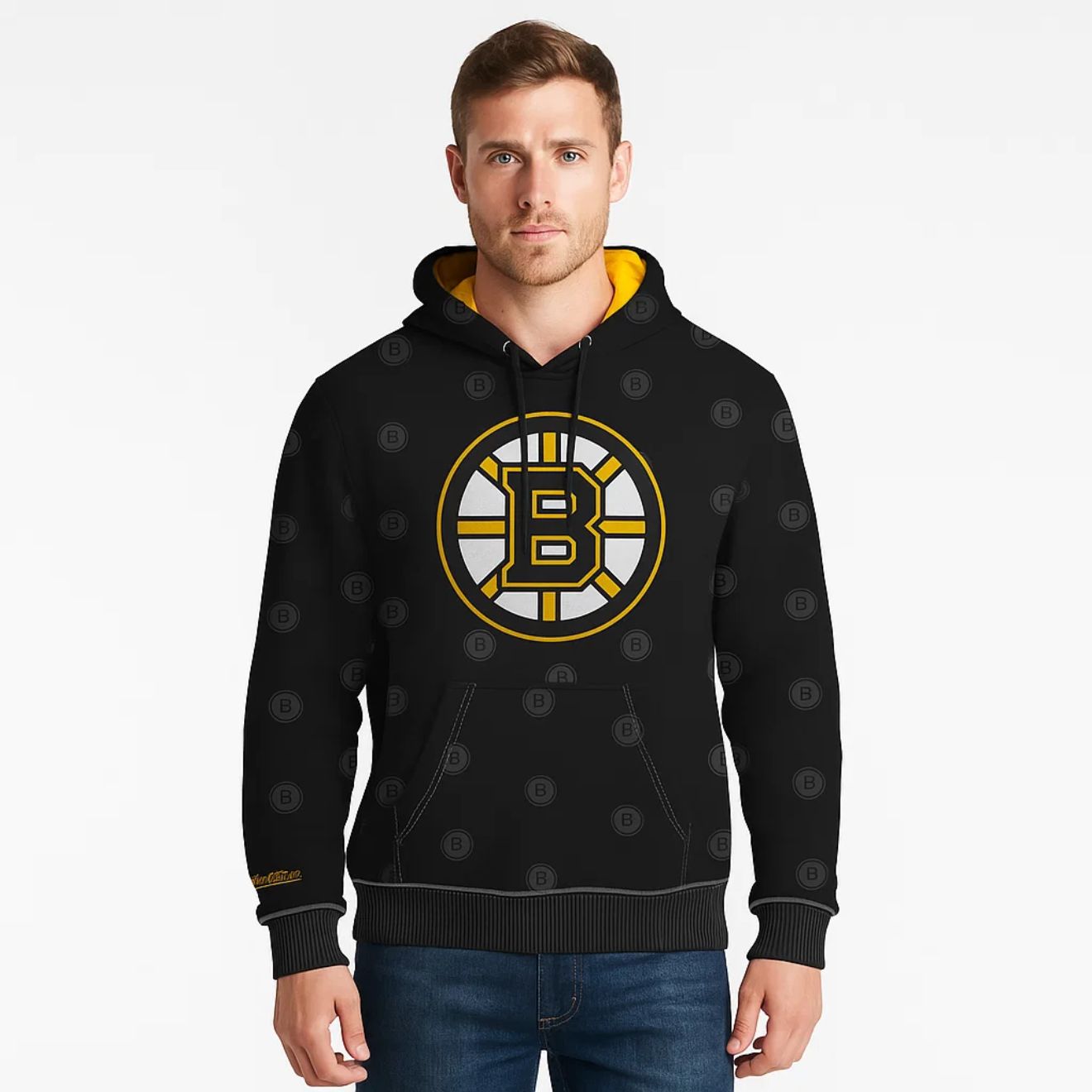 Boston Bruins Mitchell & Ness All Over Print Fleece Hoodie
