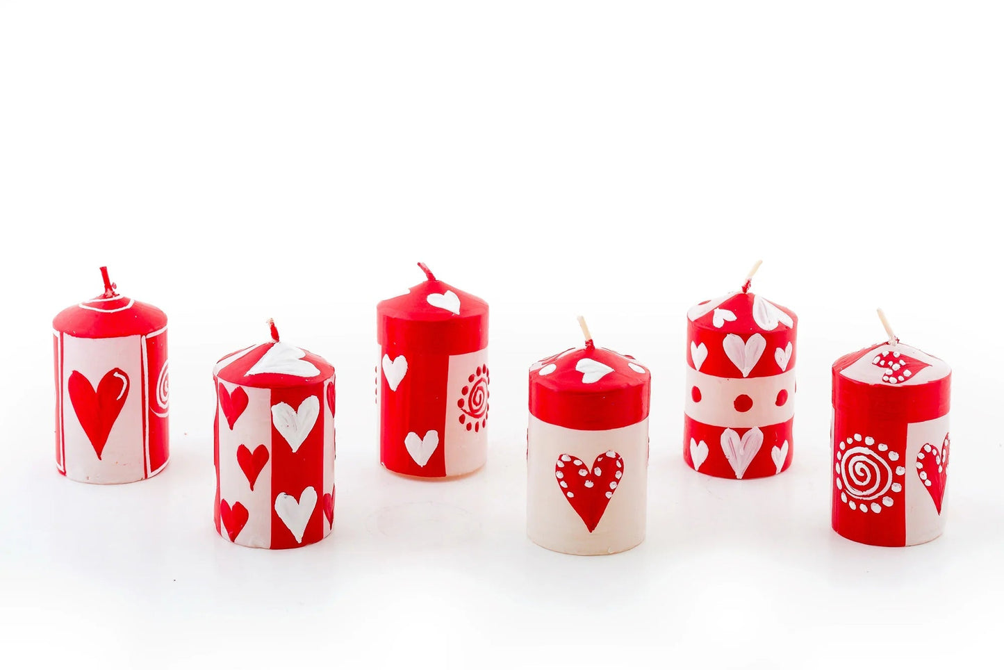 Valentine’s Day Painted Candle Set — Hand-Painted Artisan Gift!!!!!!!!