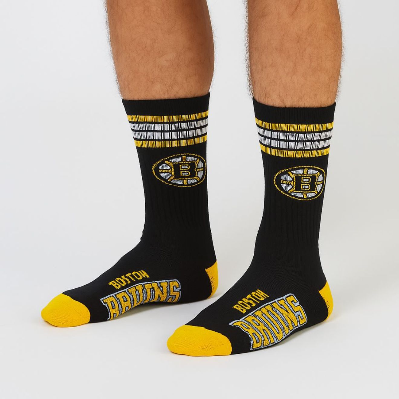 Boston Bruins Adult 4 Stripe Deuce Hockey Fan Socks