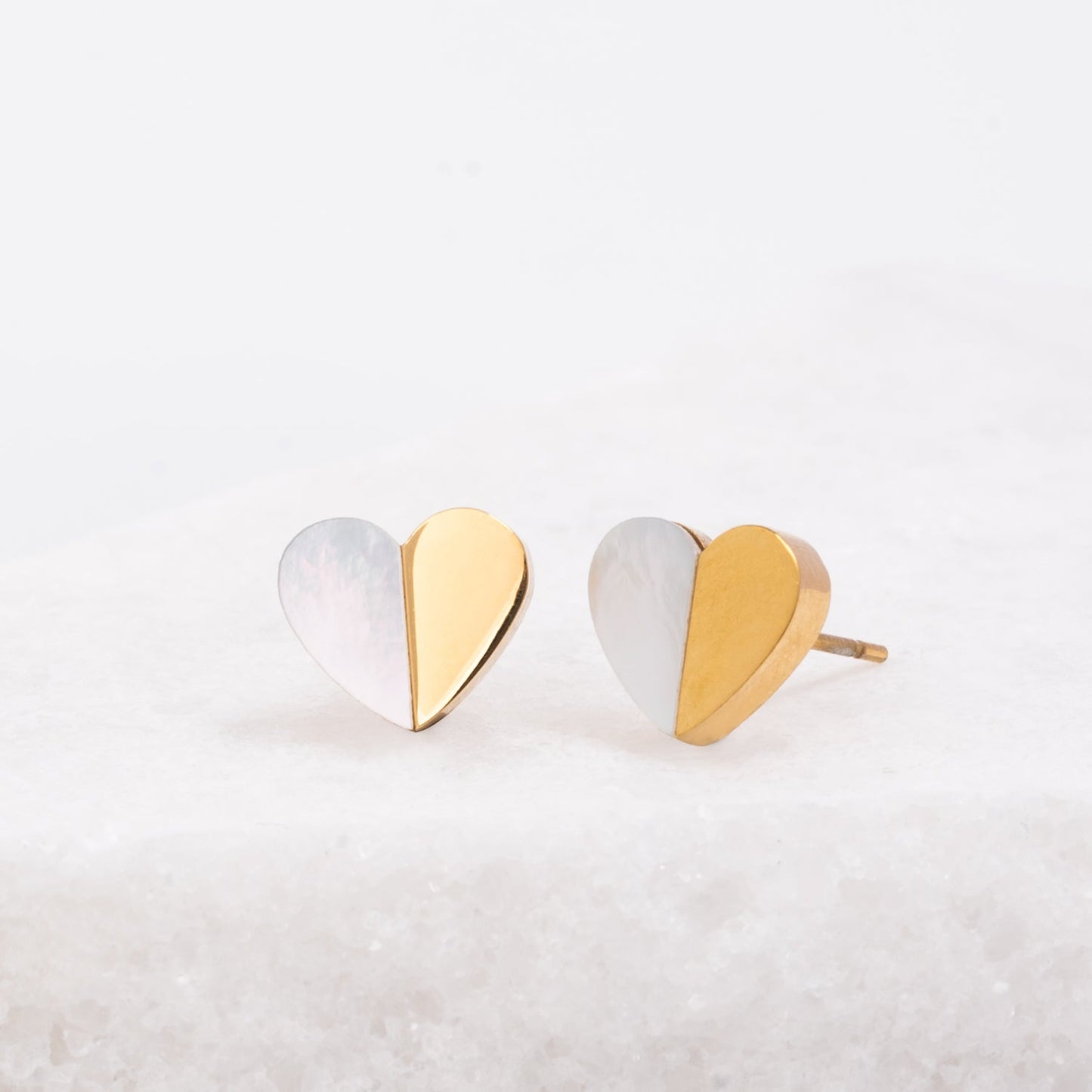 Give Hope Gold Mother-of-Pearl Stud Earrings — Gift Boxed Pair, Hope!!