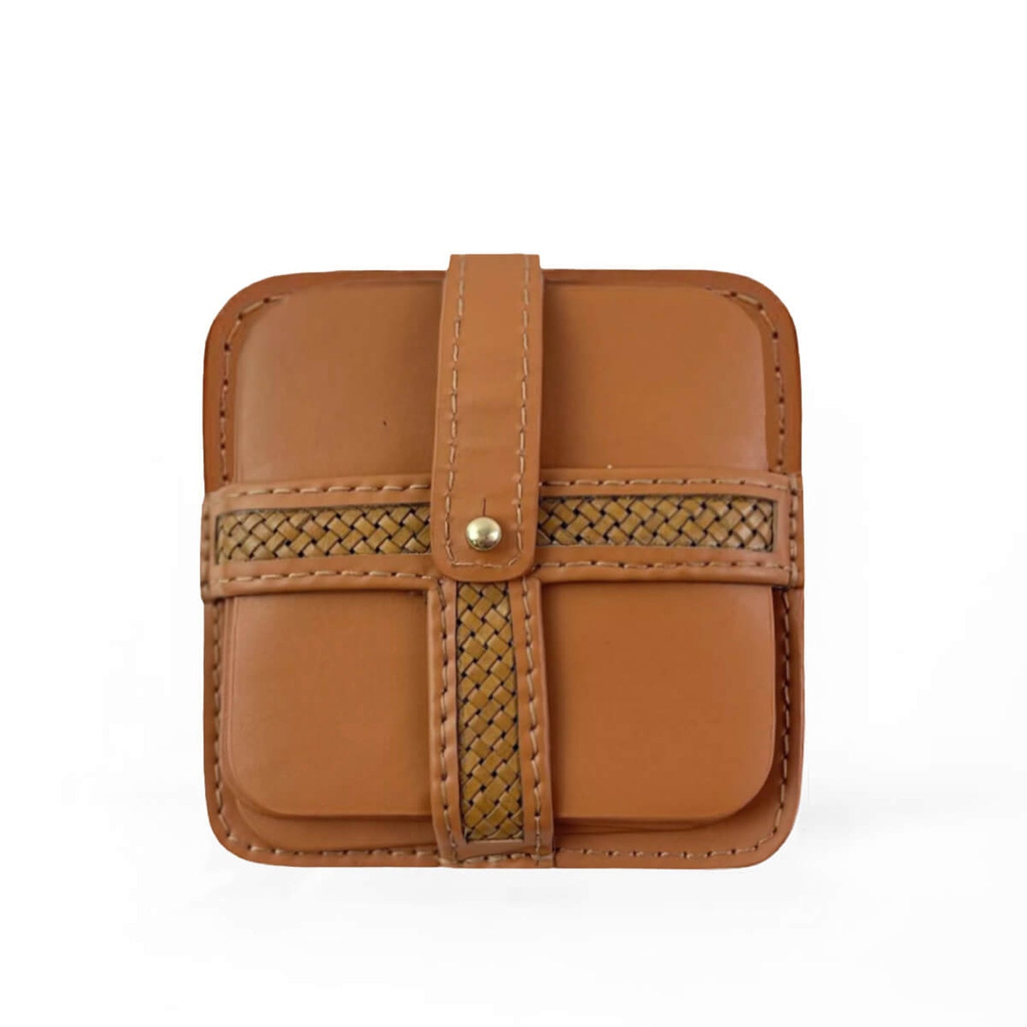 Woven Leather Coaster Set of 4 with Holder