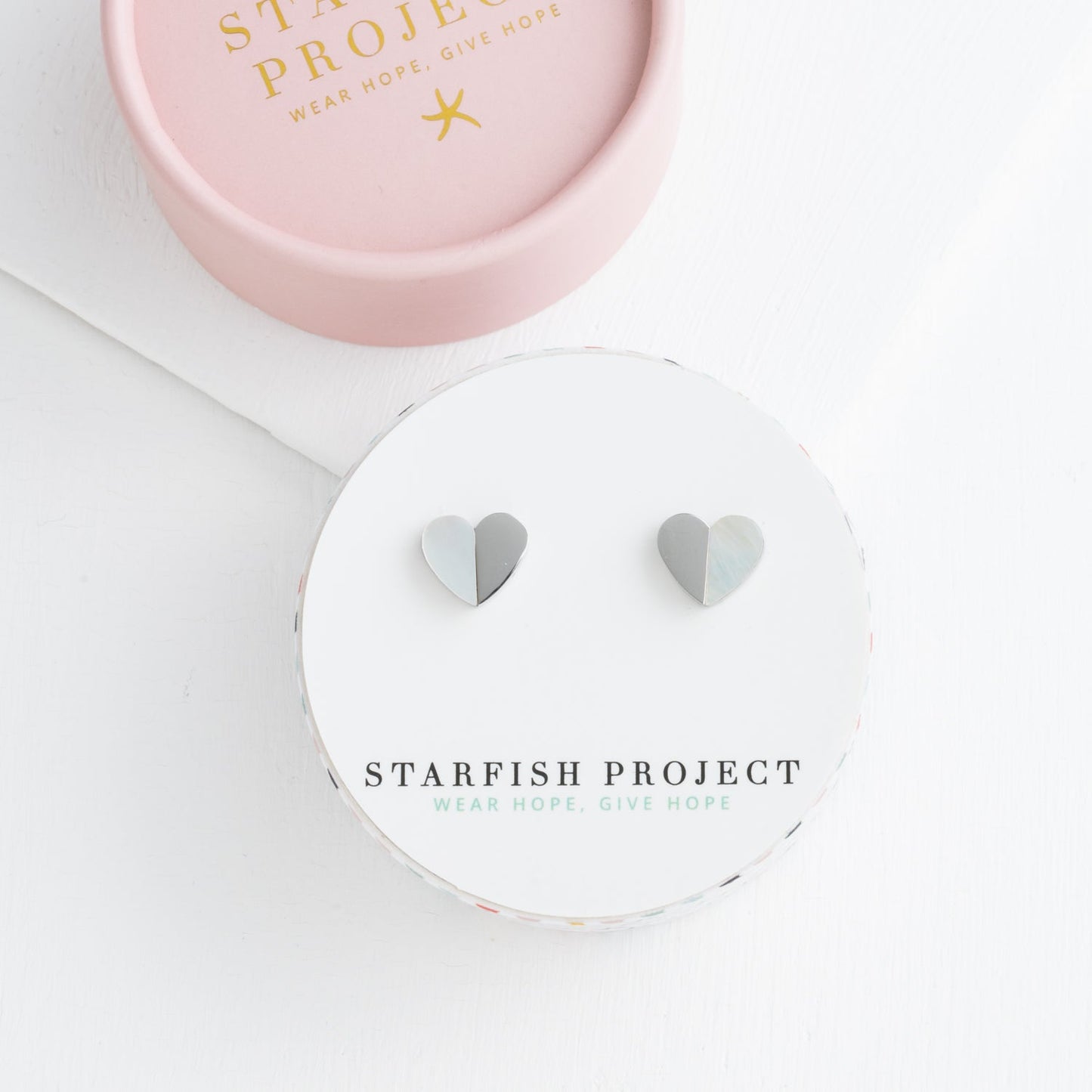 Give Hope Silver Mother-of-Pearl Stud Earrings — Gift Boxed Pair, Hope