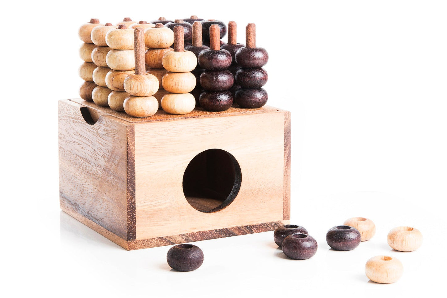 3D Connect Four Strategy Game — Wooden 4×4×4 Grid