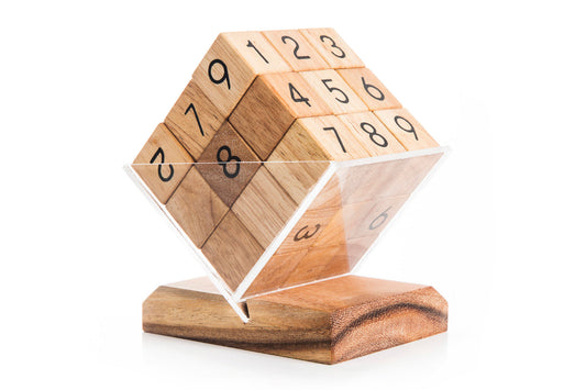 3D Wooden Sudoku Cube Puzzle — Handcrafted Brain Teaser