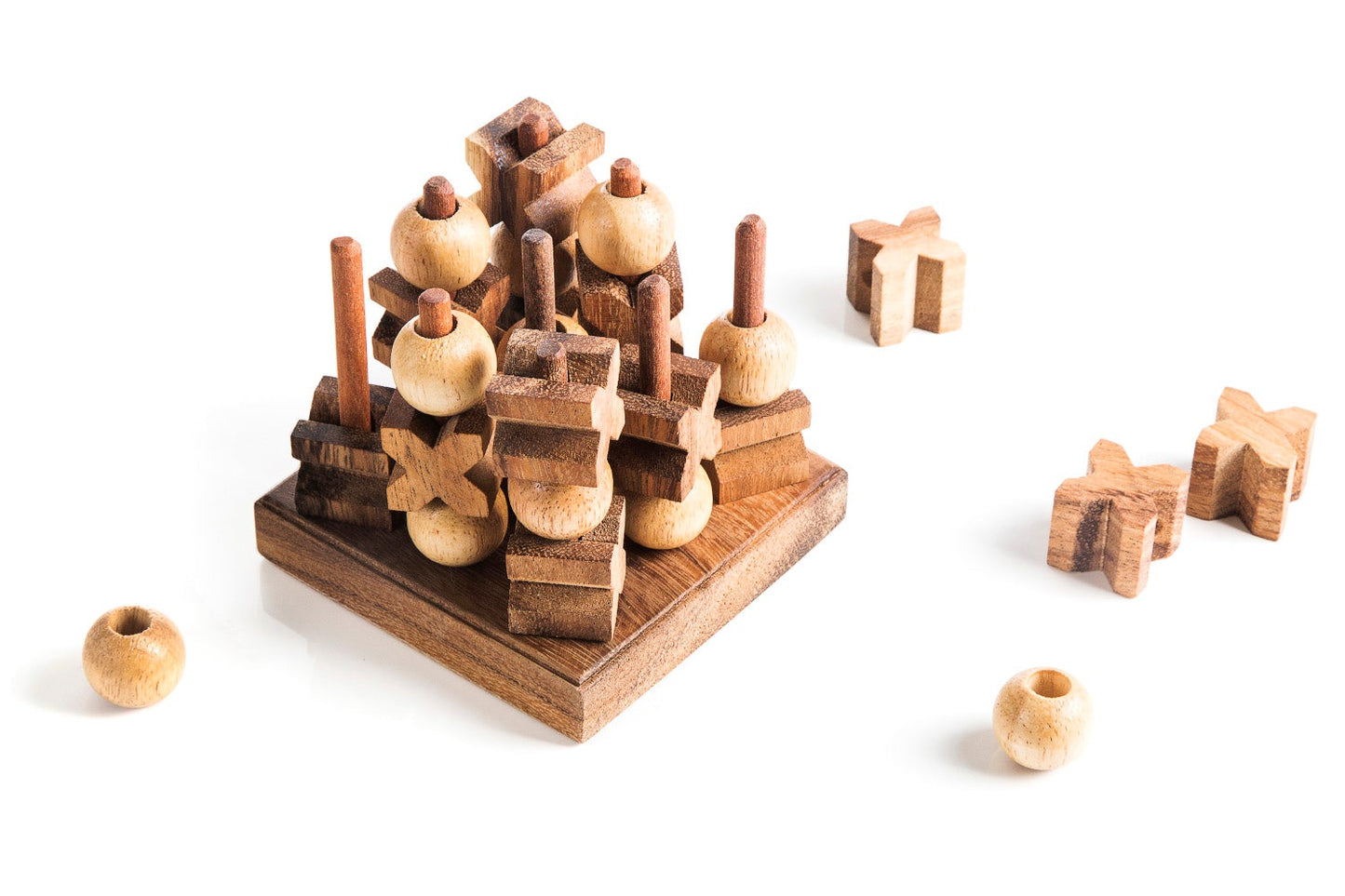 3D Wooden Tic-Tac-Toe (XOXO) Stacking Strategy Game