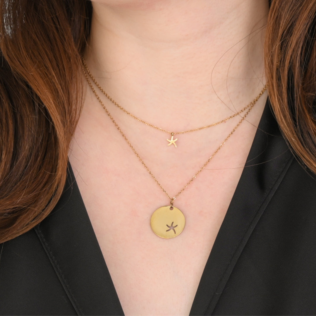 Community Gold Starfish Necklace Set — 14K Plated
