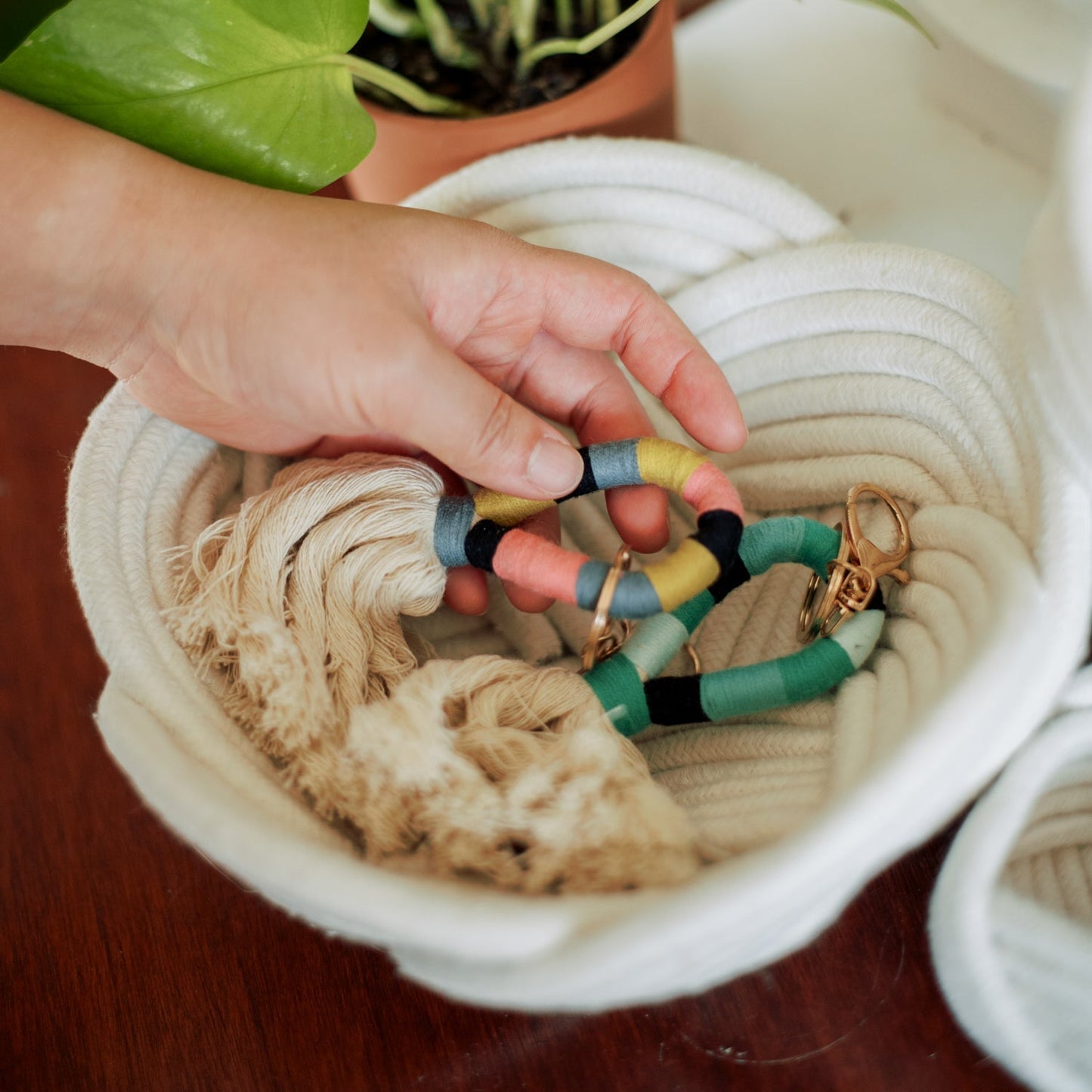 Believe Cotton Rope Accent Bowl — White
