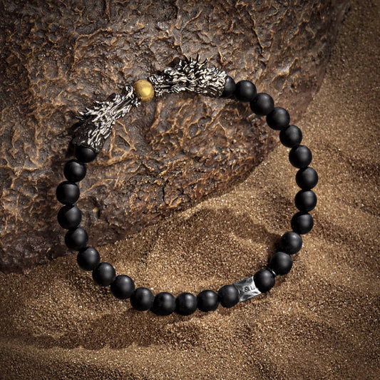 Fearless Protection — Matte Onyx Dragon Bracelet