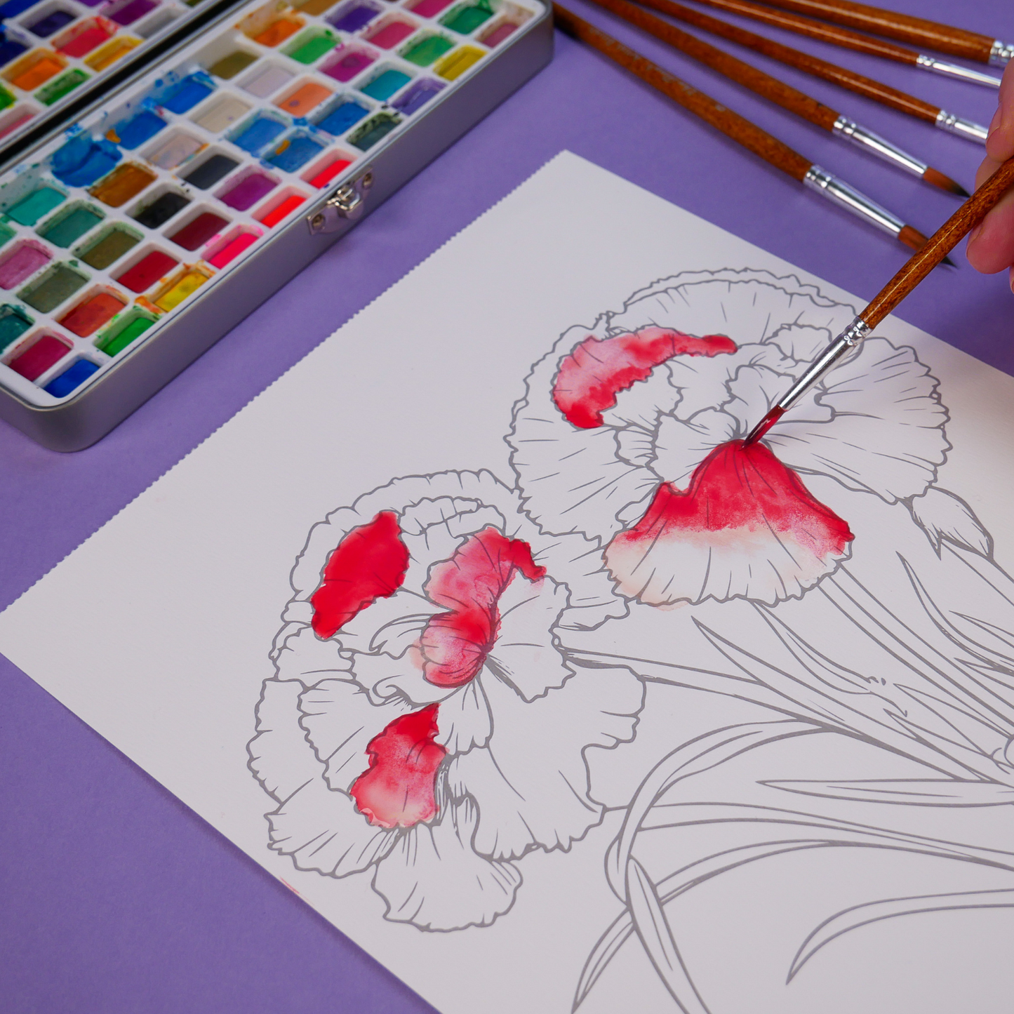 Watercolor Workbook Kit with Brushes, Paints, and Guided Practice Pack