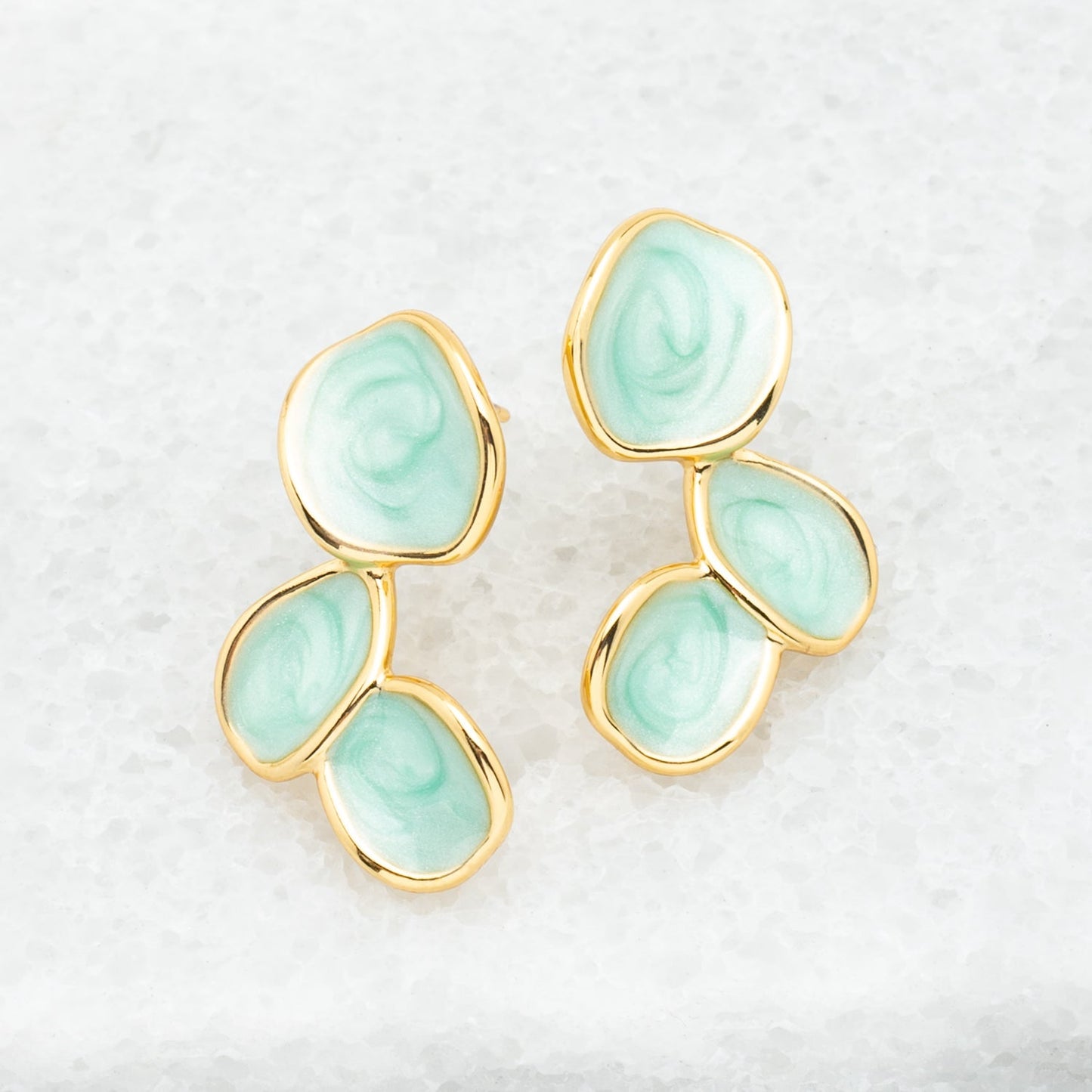 Hope Echo Enamel Earrings in Mint — 14K Gold-Plated