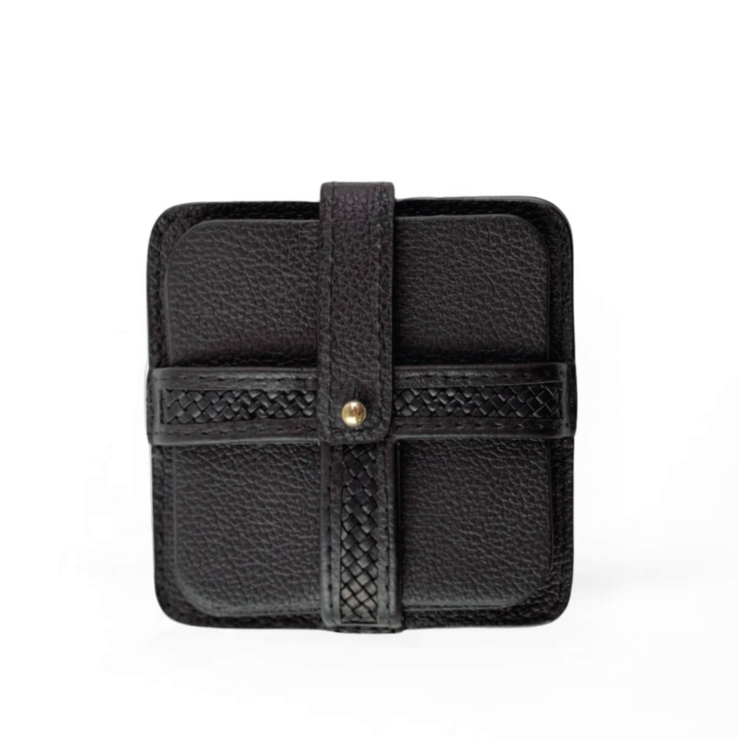 Woven Leather Coaster Set of 4 with Holder