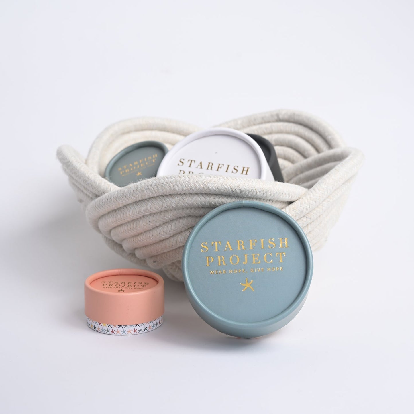 Believe Cotton Rope Accent Bowl — White