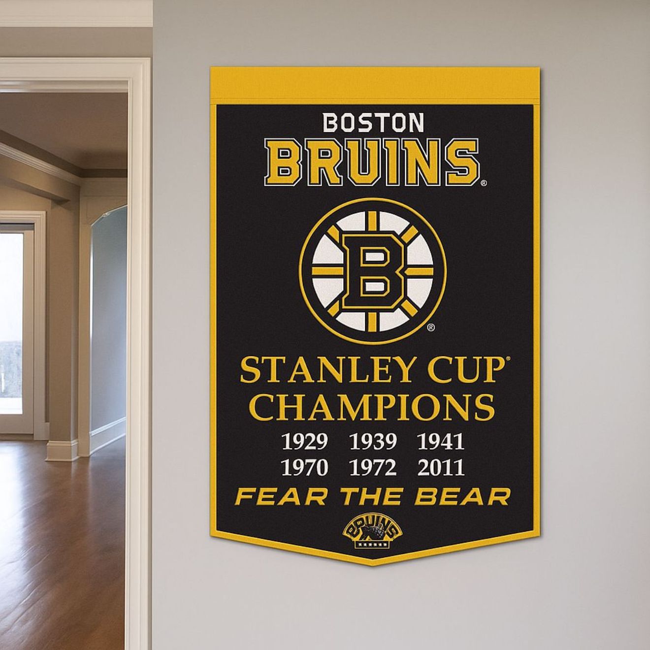 Boston Bruins 24x38 Premium Wool NHL Handcrafted Banner