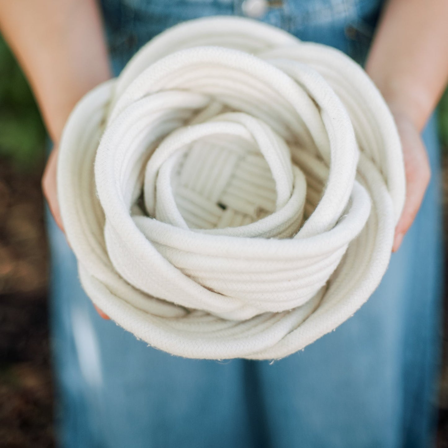 Believe Cotton Rope Accent Bowl — White