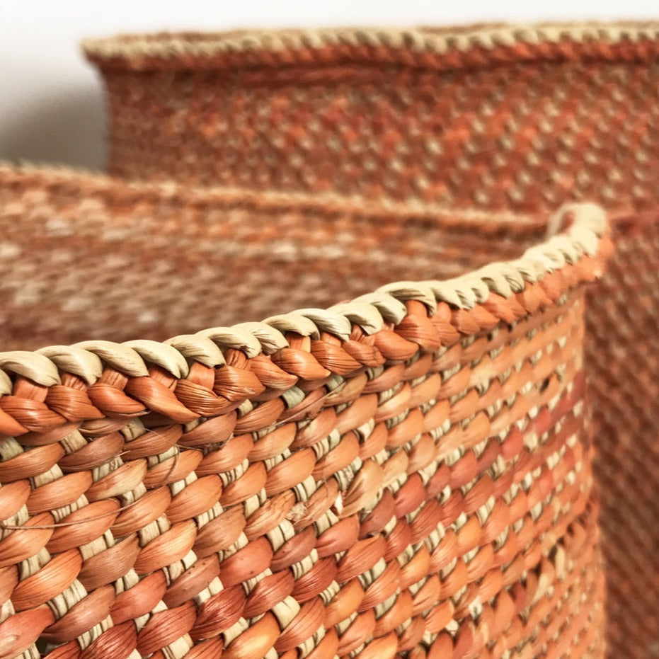 Beautiful Auburn Iringa Basket Handwoven in Tanzania with Natural Dyes