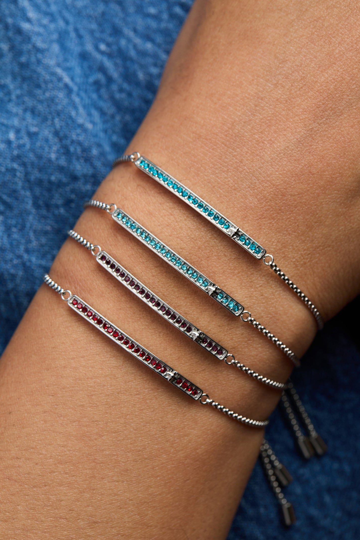 March Everyday Birthstone Pave Bolo Bracelet with Aquamarine Glow Gift