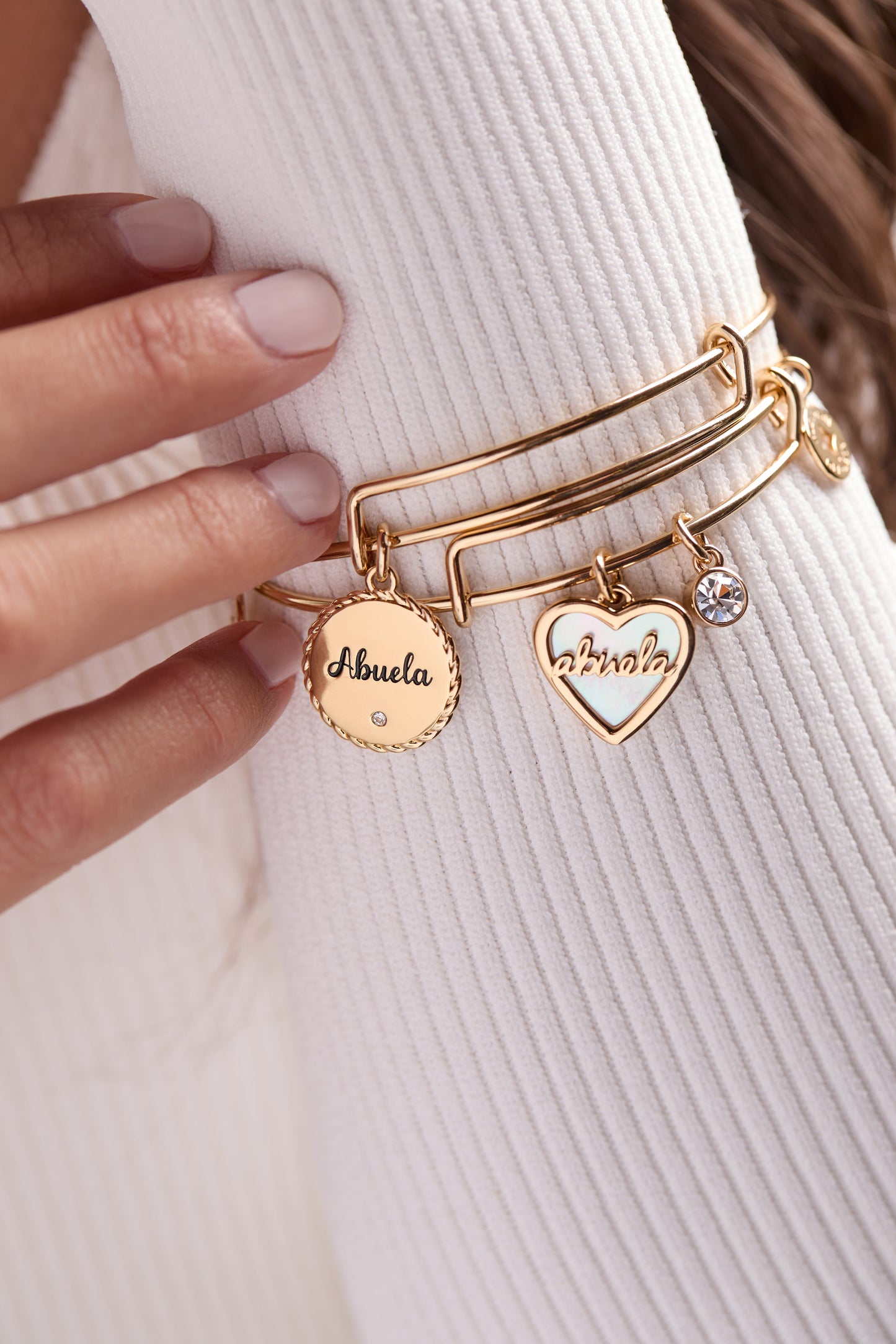 Abuela Charm Bangle Bracelet with Crystal and Family Engraving Gift Gi