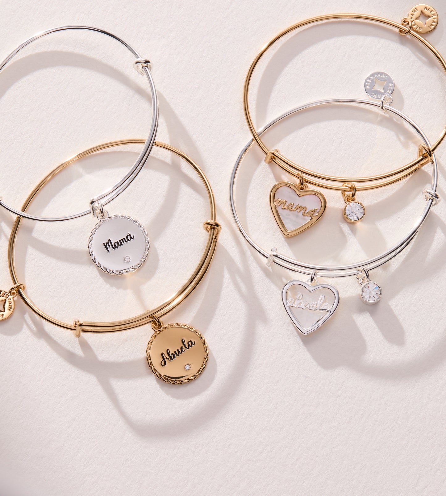 Abuela Charm Bangle Bracelet with Crystal and Family Engraving Gift Gi