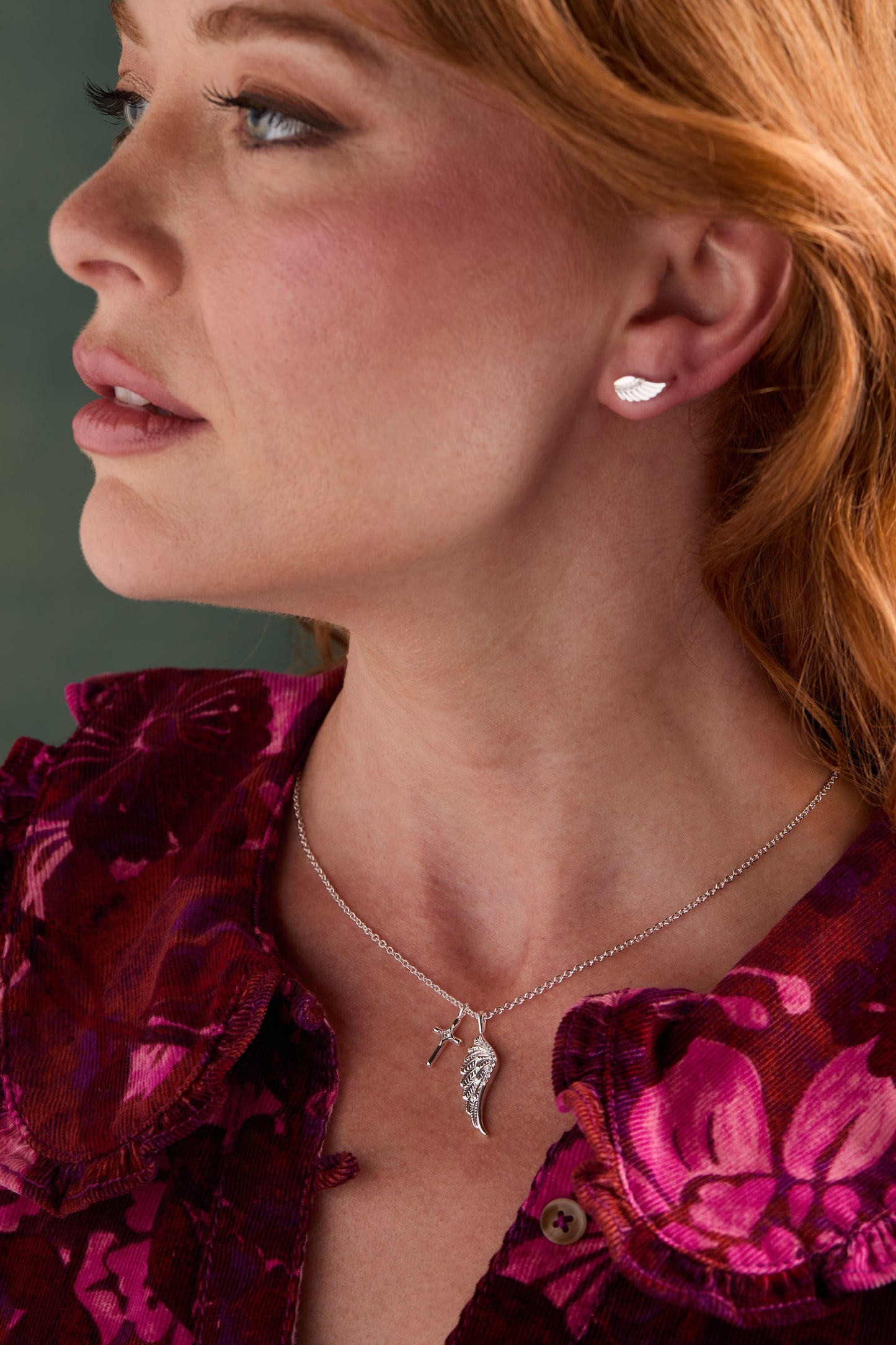 Faith Cross and Angel Wing Charm Necklace Meaningful Spiritual Gift