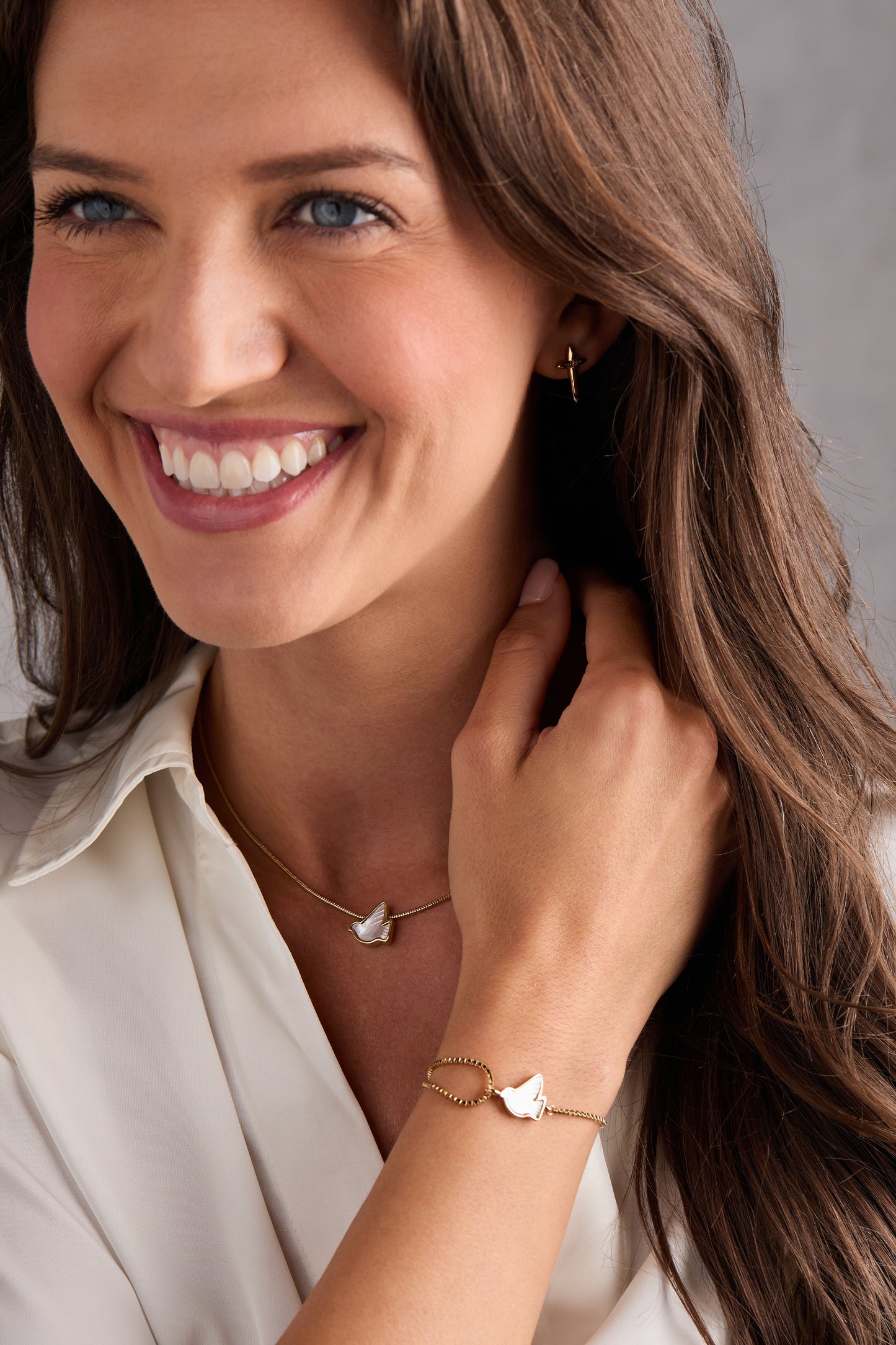 Pearlized Dove Peace Slider Necklace Meaningful Symbolic Gift