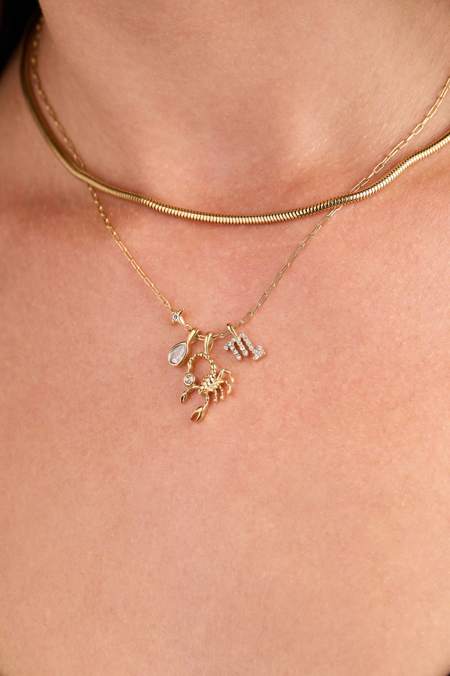 Scorpio Zodiac Charm Cluster Necklace Celestial Gift for Her Under Sixty
