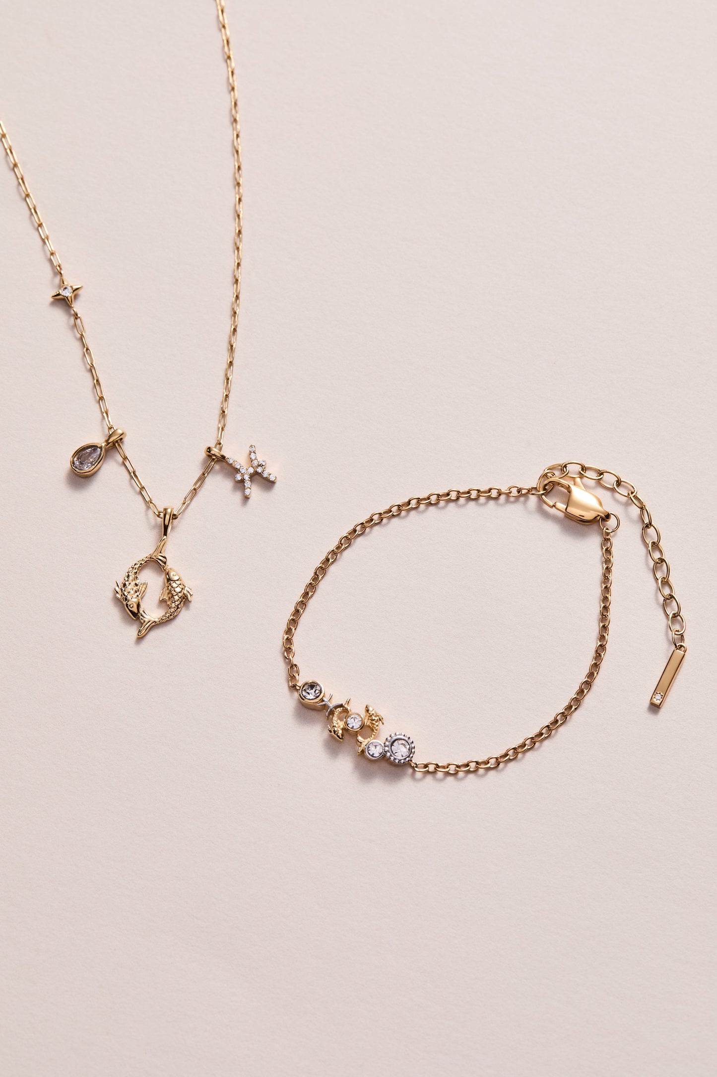 Pisces Zodiac Charm Cluster Necklace Celestial Gift for Her Under Sixty