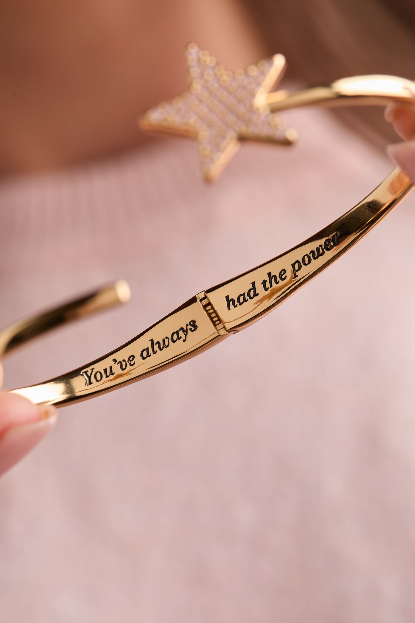 Wizard of Oz Glinda Wand Bypass Cuff with Quote Sparkle Bracelet Gift