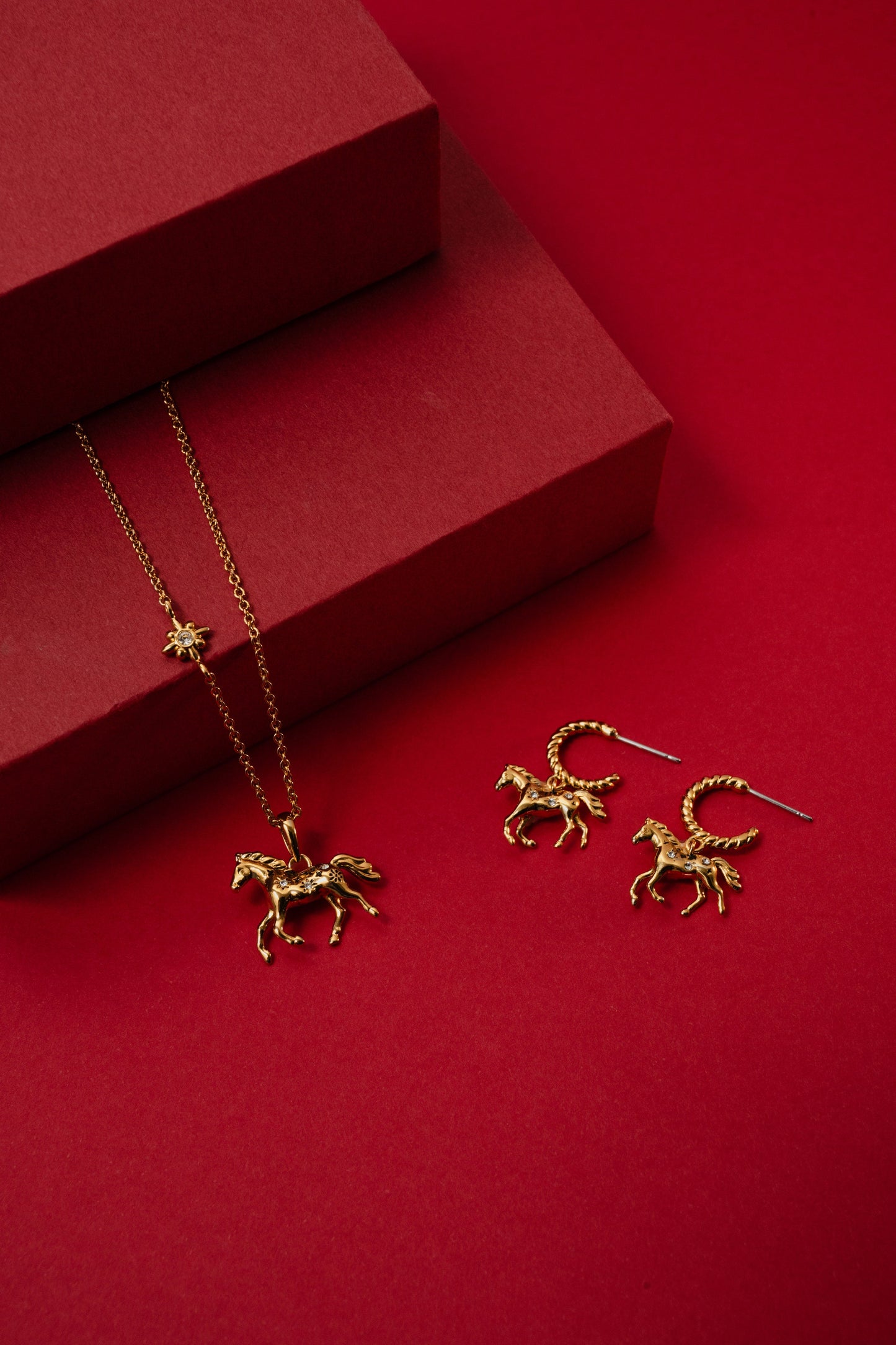 Horse Pendant Necklace with Crystal Details Equestrian Gift Under Fifty