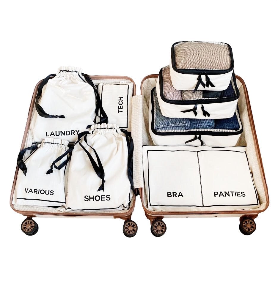 BA Travel Set — Cream 8-Pack Cotton Packing Organizer Bags