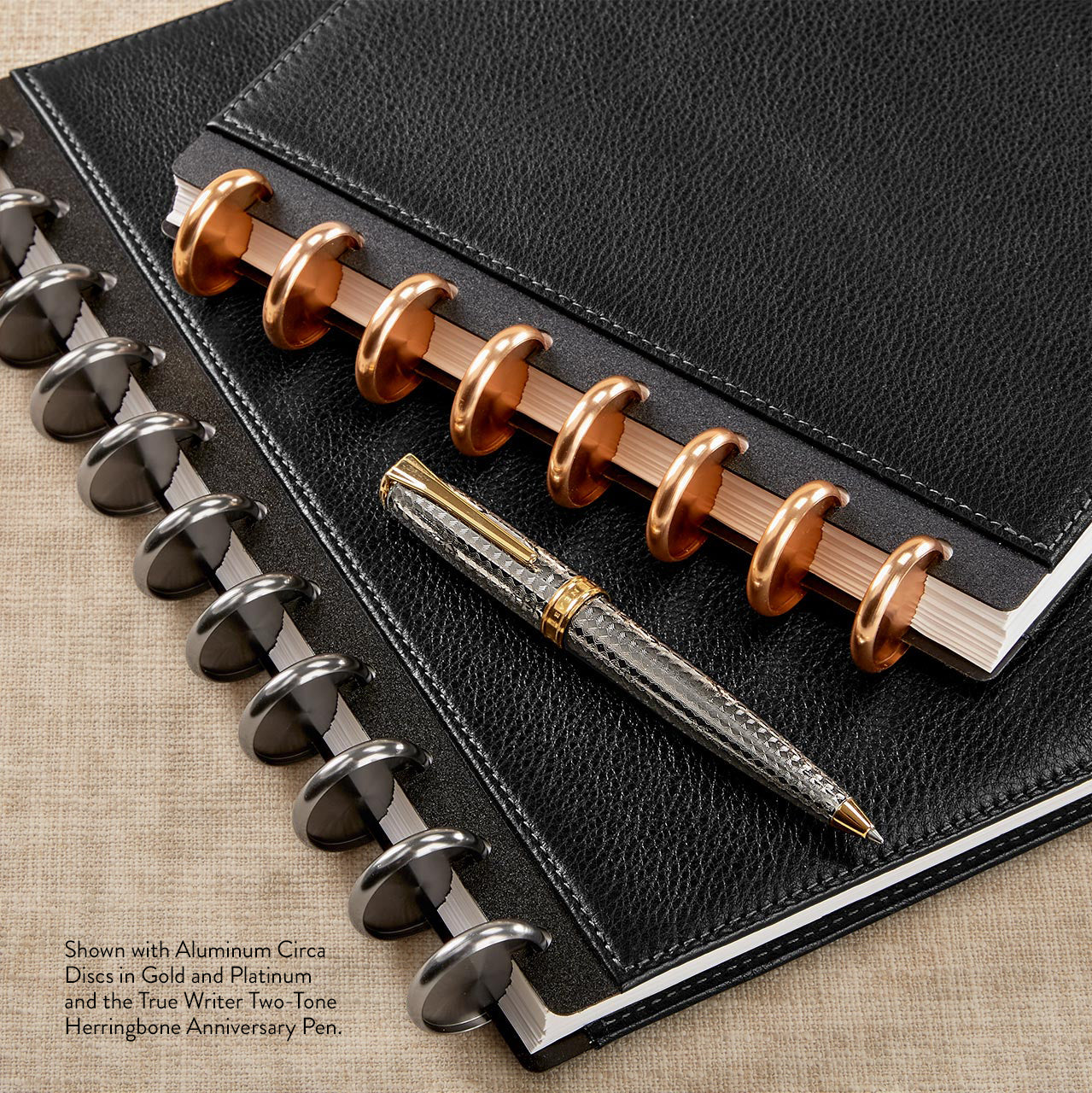 True Writer Two-Tone Herringbone Anniversary Pen with Gold Trim Engraving