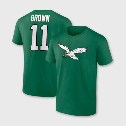 AJ Brown Philadelphia Eagles Kelly Green Name & Number Tee