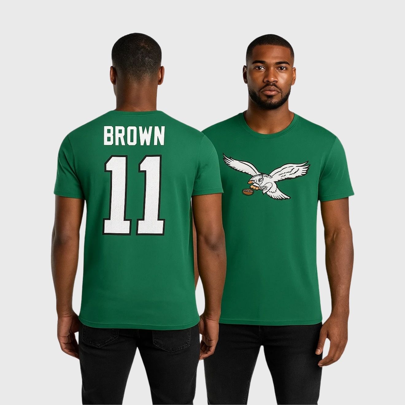 AJ Brown Philadelphia Eagles Kelly Green Name & Number Tee