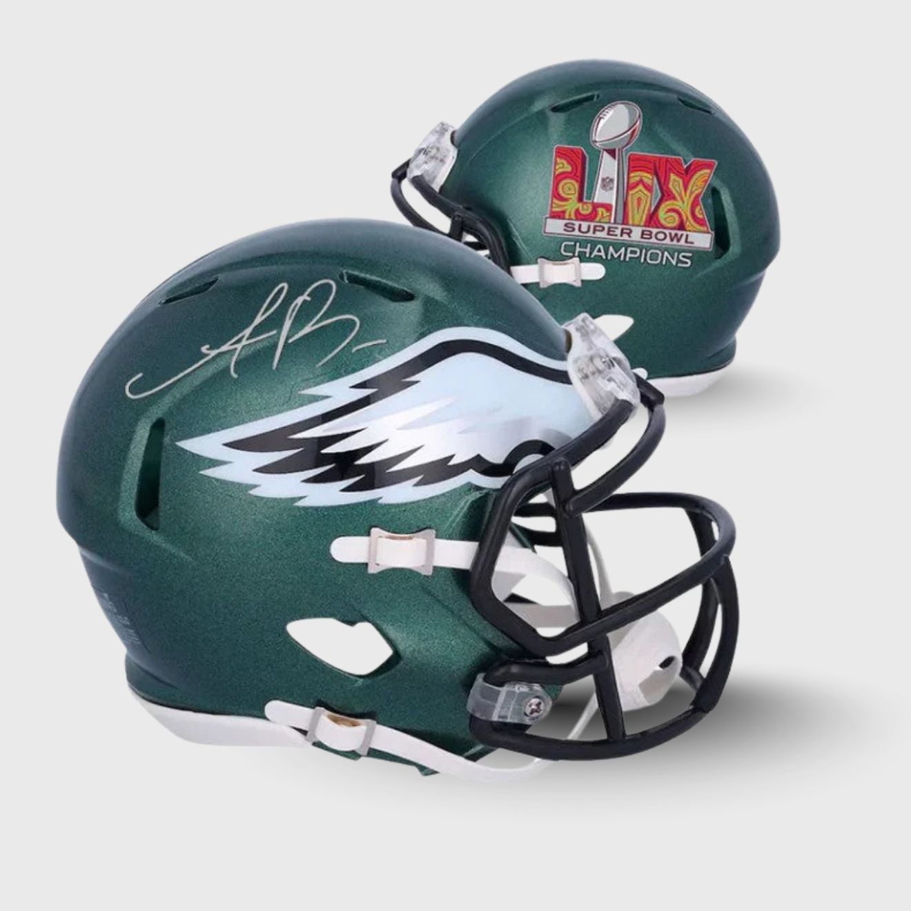 AJ Brown Signed Eagles Super Bowl LIX Champions Football Helmet