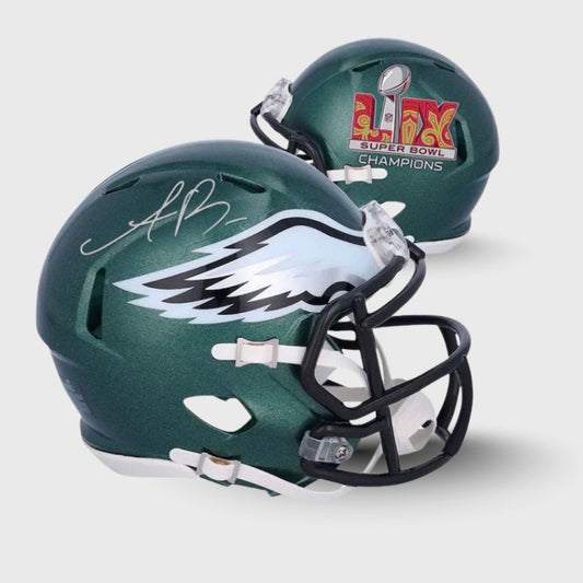 AJ Brown Signed Eagles Super Bowl LIX Champions Football Helmet