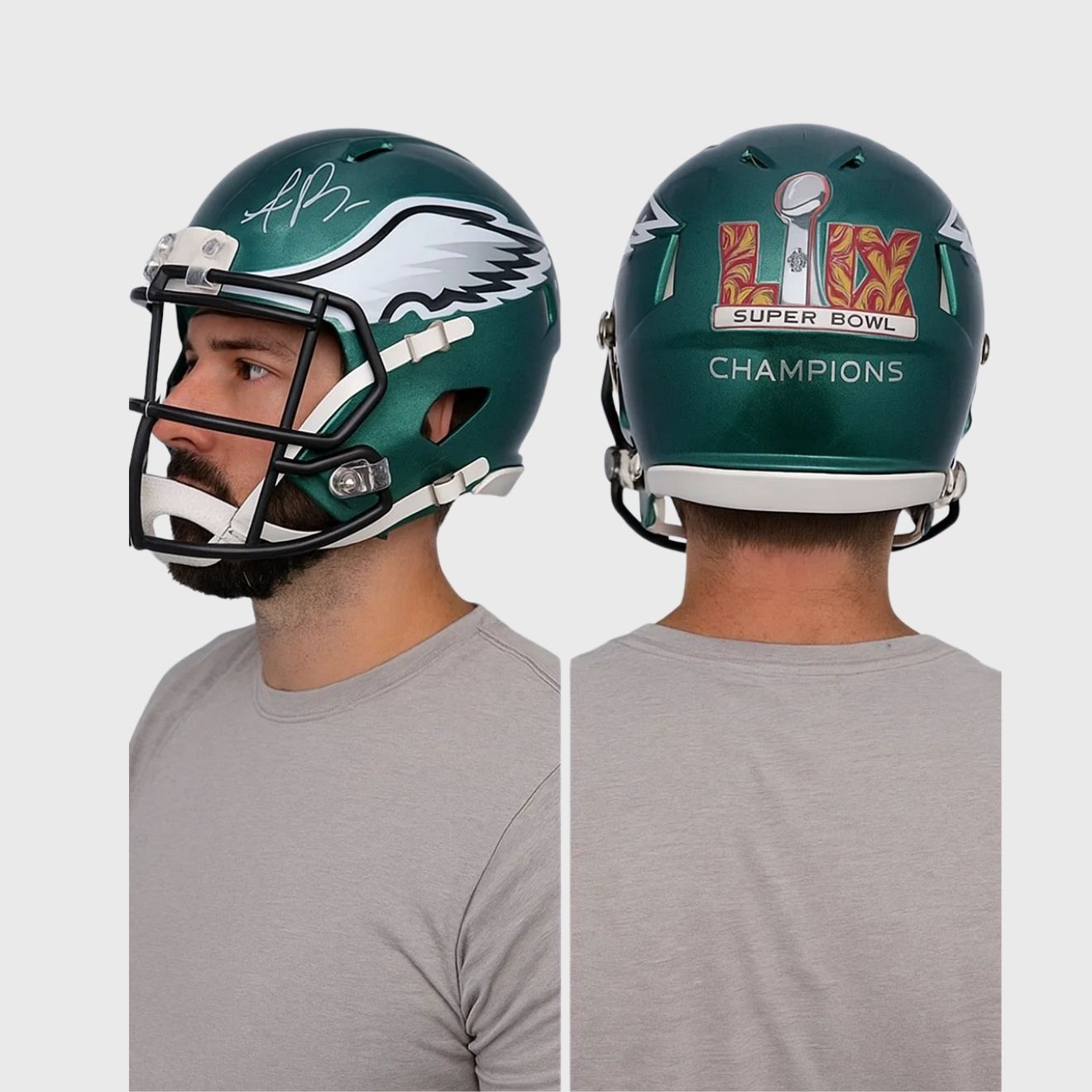 AJ Brown Signed Eagles Super Bowl LIX Champions Football Helmet