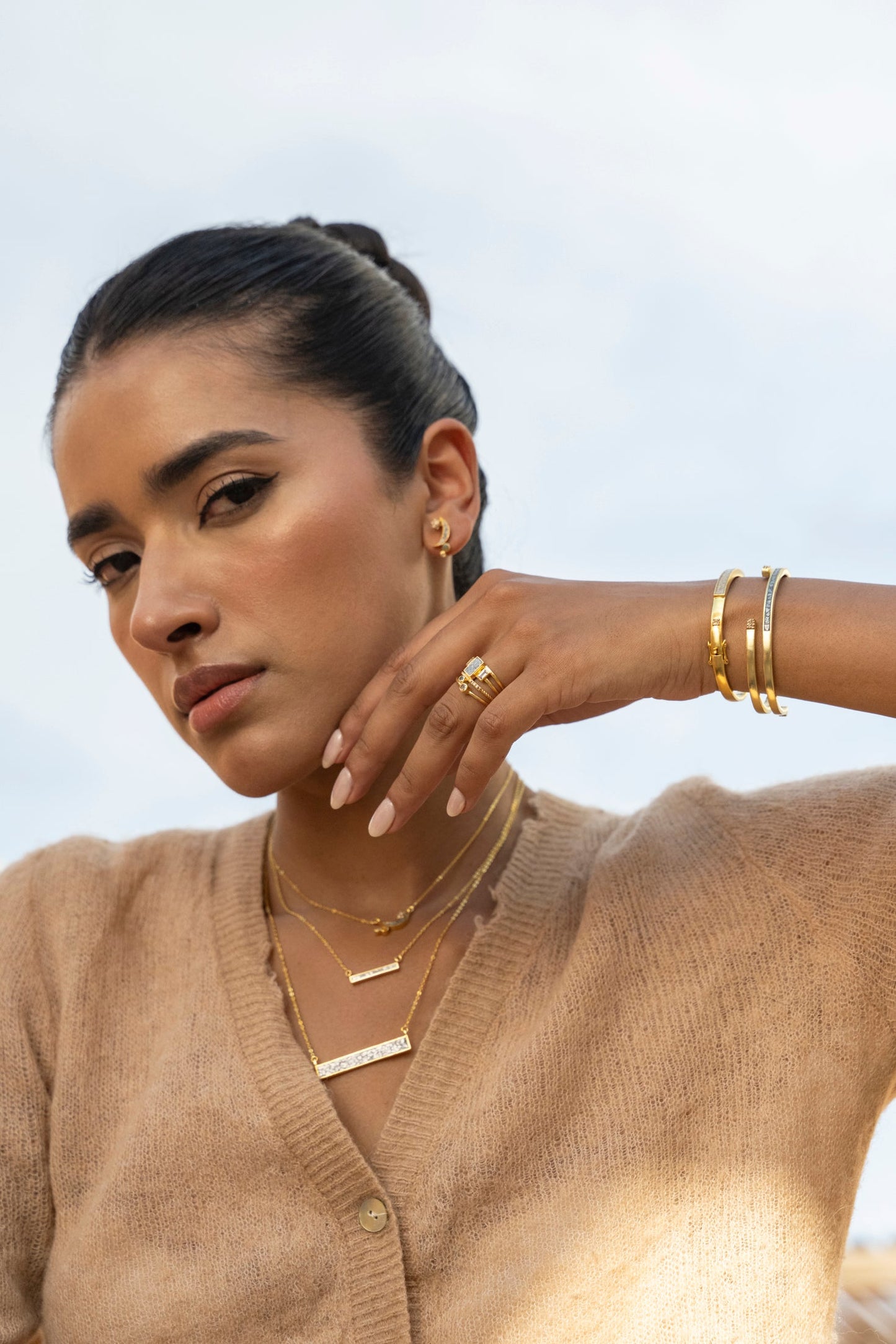 Rosera Gold Vermeil Pendant Necklace with Raw Diamonds