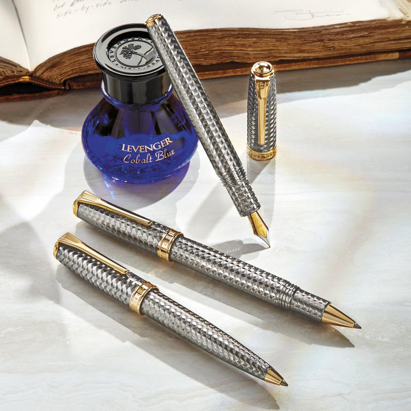 True Writer Two-Tone Herringbone Anniversary Pen with Gold Trim Engraving
