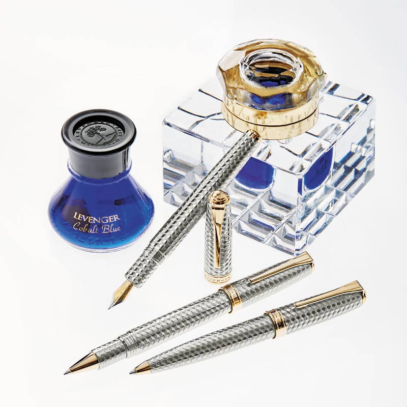 True Writer Two-Tone Herringbone Anniversary Pen with Gold Trim Engraving