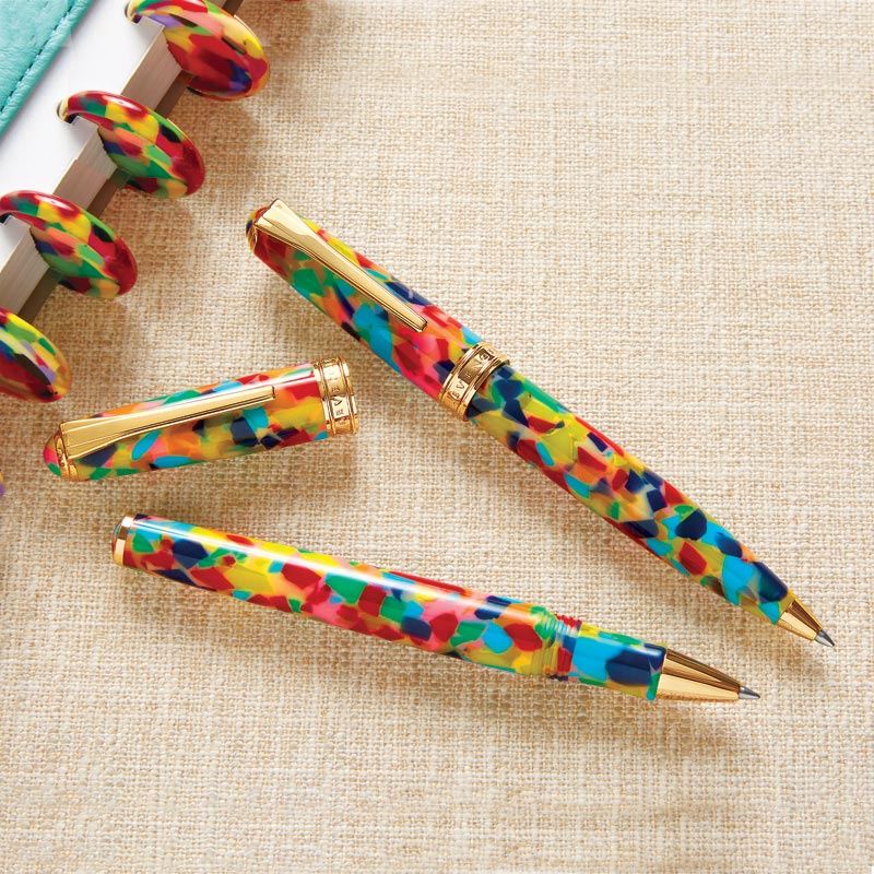 True Writer Classic Chromatic Pen — Marbleized Resin, 24k Gold Accents