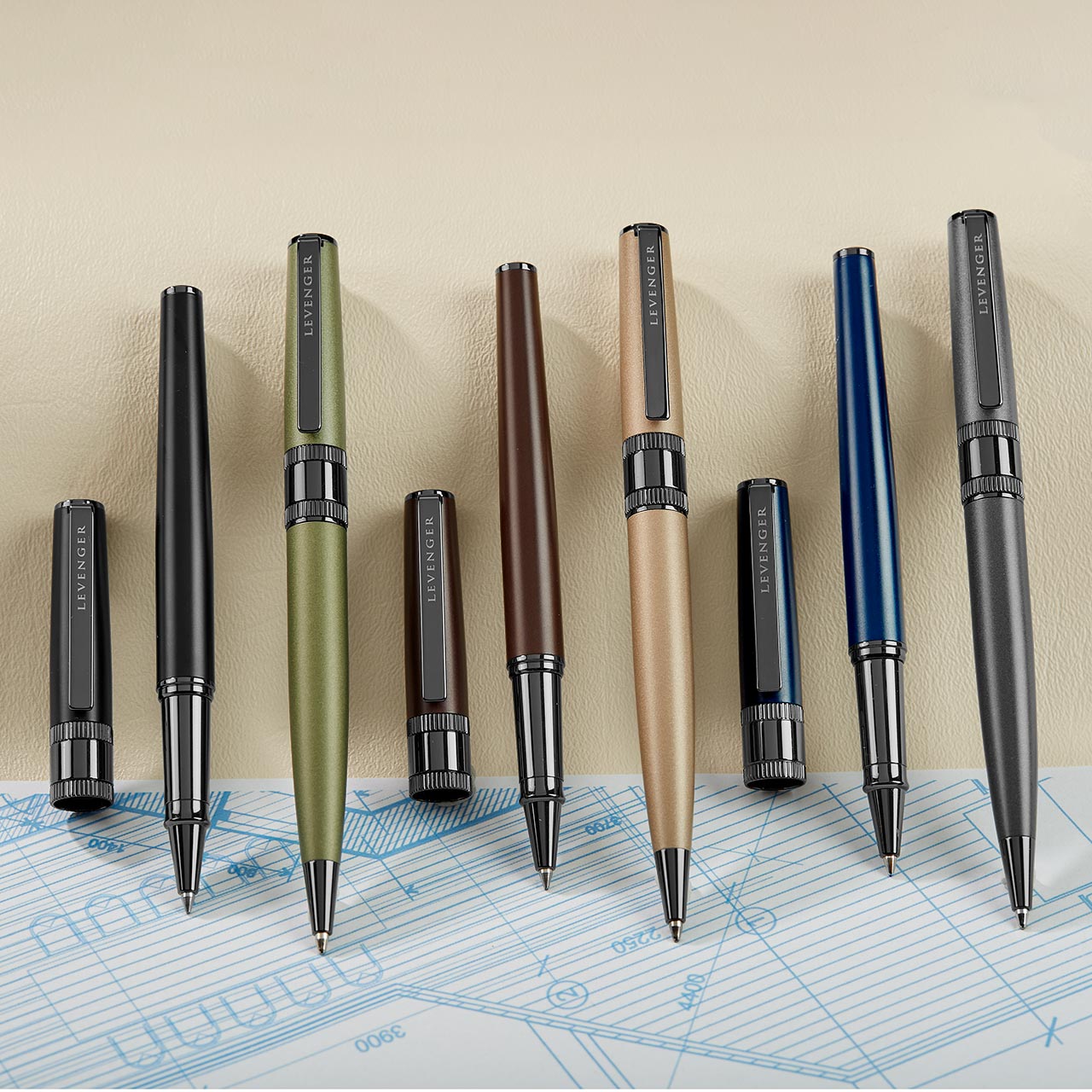 Engineer Pen in Brass with Matte Lacquer and Gear-Shift Ring