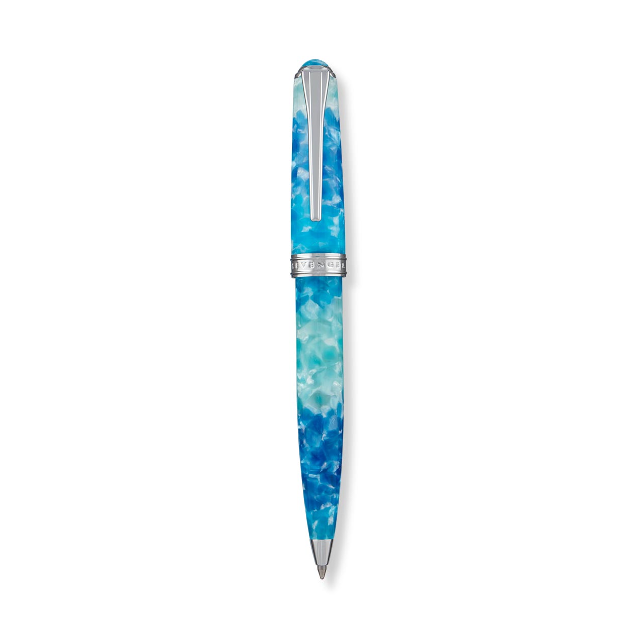 True Writer Classic Blue Grotto Pen — Resin, Chrome, Personalized