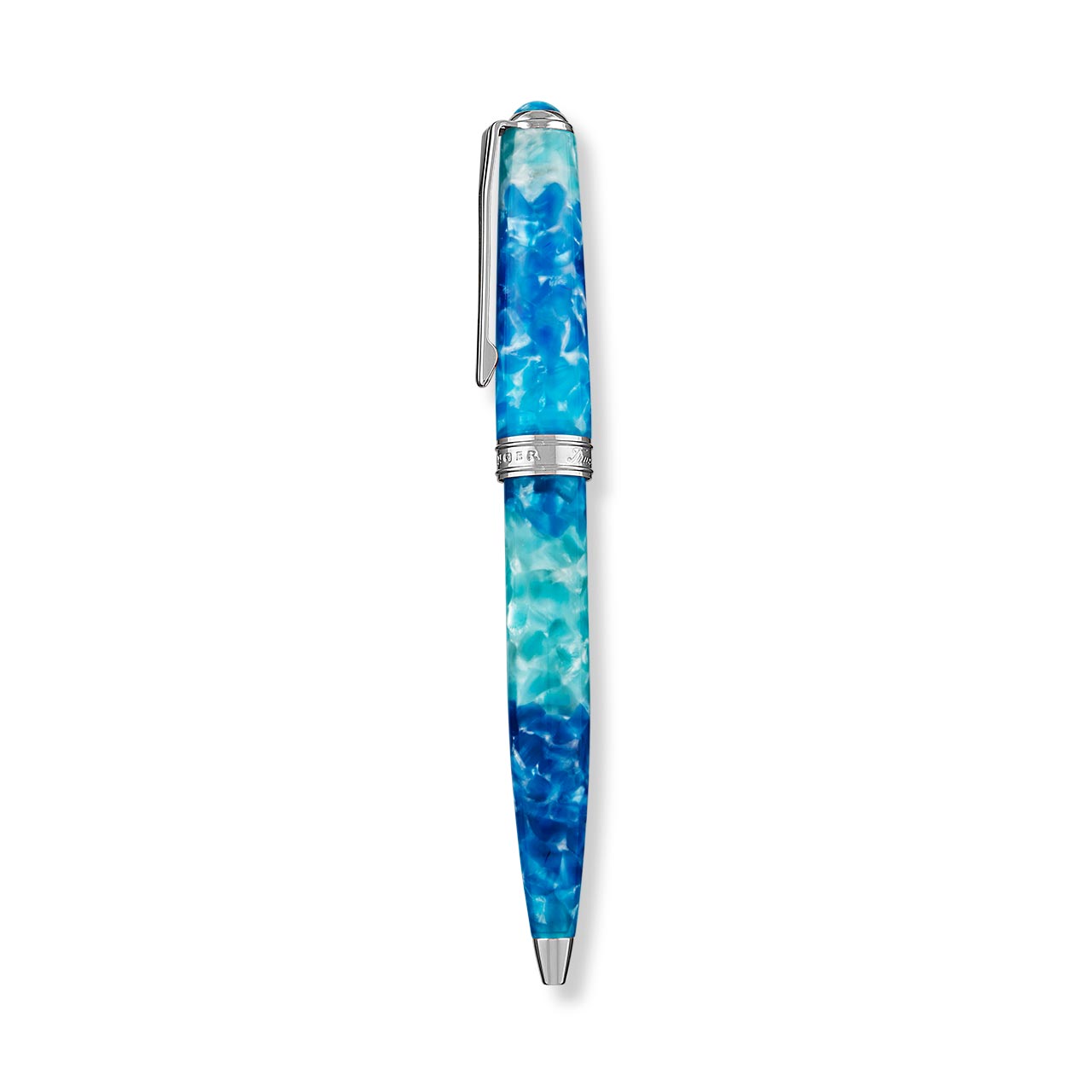True Writer Classic Blue Grotto Pen — Resin, Chrome, Personalized